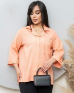 شومیز یقه انگلیسی تک جیب آستین پاکتی
